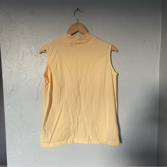 Butter Yellow Hunt Club Sleeveless Mock Neck Tank Top 100% Cotton size Large - Picture 2 of 4